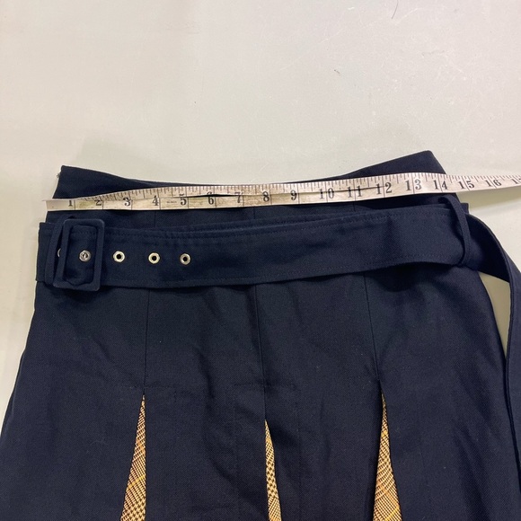 rokh Navy Scarf Insert Skirt Pleated Asymmetrical Midi - Picture 10 of 16